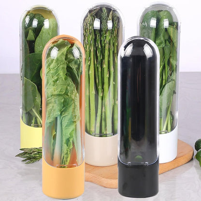 PP Herb Storage Container for Refrigerator, Long Lasting Greens Herb Keeper, Reusable Parsley Asparagus Mint Vegetable Preserver Cup with Drain Spout (Pink,1)