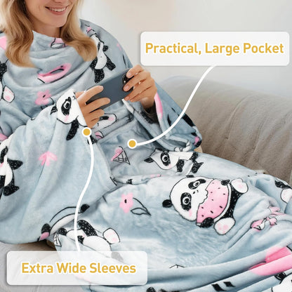Catalonia Wearable Blanket with Sleeves & Foot Pocket for Adults | Soft Fleece Throw Wrap with Hands-Free Comfort, Perfect for Reading, TV Time & Relaxing, Christmas Gift for Women & Men