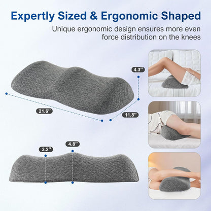 Ergonomic Knee-contouring Wedge Pillow for Back Sleeping, Memory Foam Bolster Leg Pillow for Muscle Relaxation, Sleep Improvement, Knee Support, Leg Elevation, Skin-friendly Air-Layer Fiber(Dark Grey)