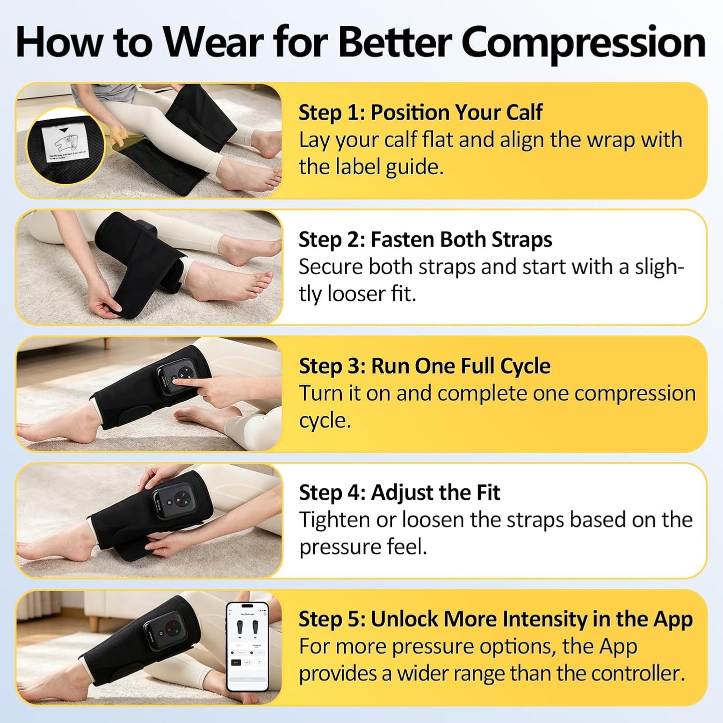 Comfytemp Cordless Air Compression Calf Massager with Heat (Fit 13"~18") | Recovery for Varicose Veins, RLS, Portable Leg Compression Massager for Circulation and Pain Relief, Ideal for Men Women