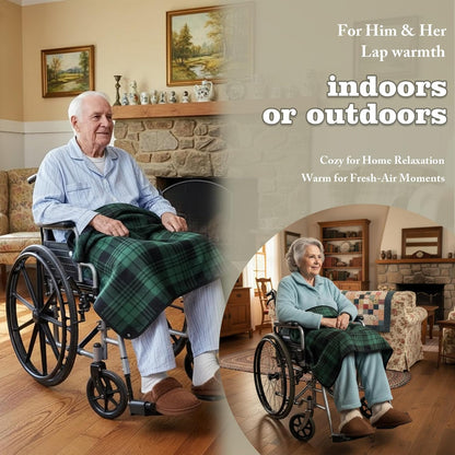 Wheelchair Lap Blanket for Seniors, 43" * 28" Soft Sherpa Lined Knee & Lap Cover, Warm Lightweight Throw with Snap Buttons, Cozy Comfort for Elderly & Caregivers, Wine Red