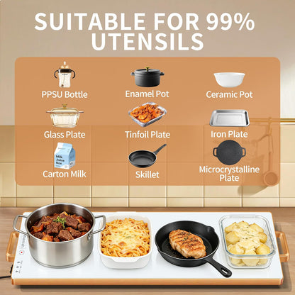 Electric Warming Tray,Extralong 47"x12",Tempered Glass Warming Mat for Food