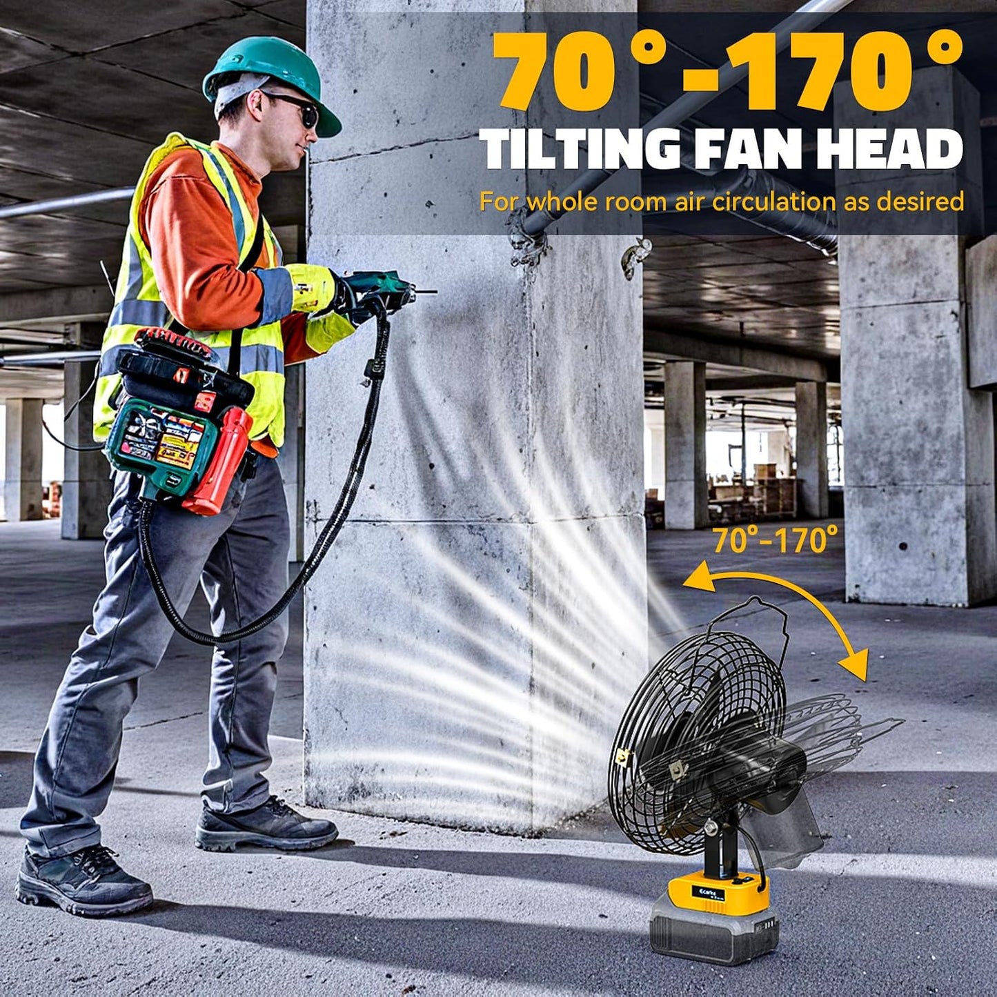 Ecarke 4" Clip Fan Compatible with Milwaukee 18V Battery (Tool Only) 3-Speed Cordless Clip-On Fan with 360° Rotation Low Noise Portable Desk Fan for Camping Jobsite Tent Fishing Outdoor