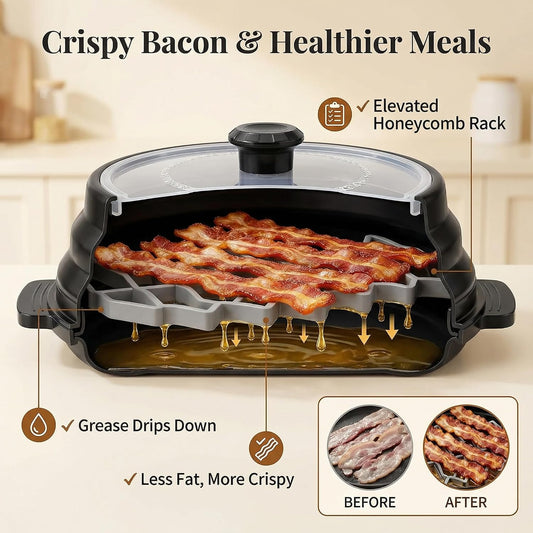 Microwave Bacon Cooker with Lid, 3-Piece Bacon Tray for Microwave Oven