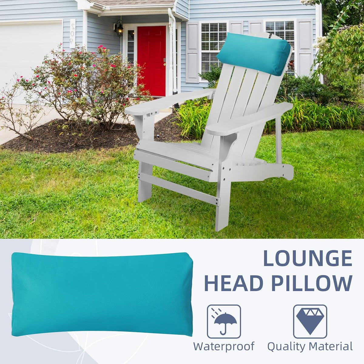 Chaise Lounge Head Pillow, 2 Pack Outdoor Patio Pillows with Adjustable Strap, Lounge Head Resting Pillow for Recliner Beach Pool Lounger Office Chair，Water Resistant Gray