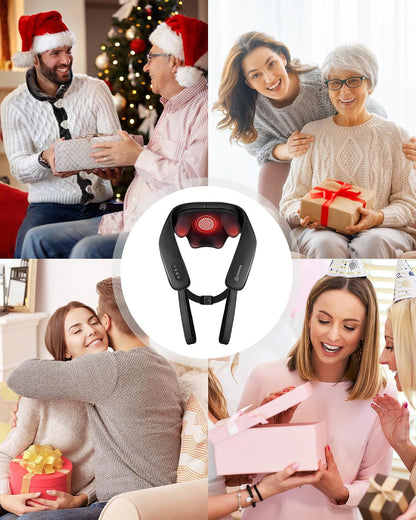 COMFIER Shiatsu Neck and Shoulder Massager with Heat,White Elephant Gifts for Adults,4D Deep Kneading Massage Pillow with Heat, Back Massager, Pillow Massage,Jet Black