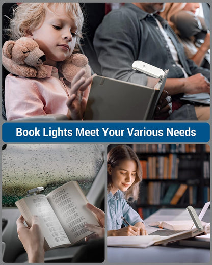 DEWENWILS USB Rechargeable Book Reading Light, Clip on Book Light (Blue)