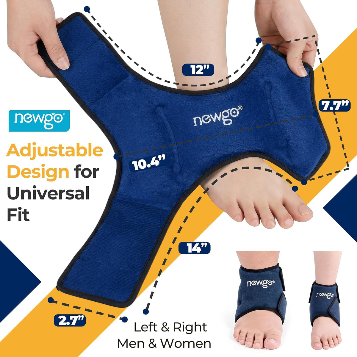 NEWGO Ankle Ice Pack – Adjustable Brace for Plantar Fasciitis & Swelling