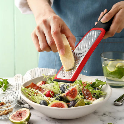 Spring Chef Stainless Steel Lemon Zester - Garlic & Ginger Grater - Gray | Premium Zester with Blade Cover, Cheese Grater with Handle for Parmesan, Nutmeg, Lime - Durable Citrus Zester, Fine Shred