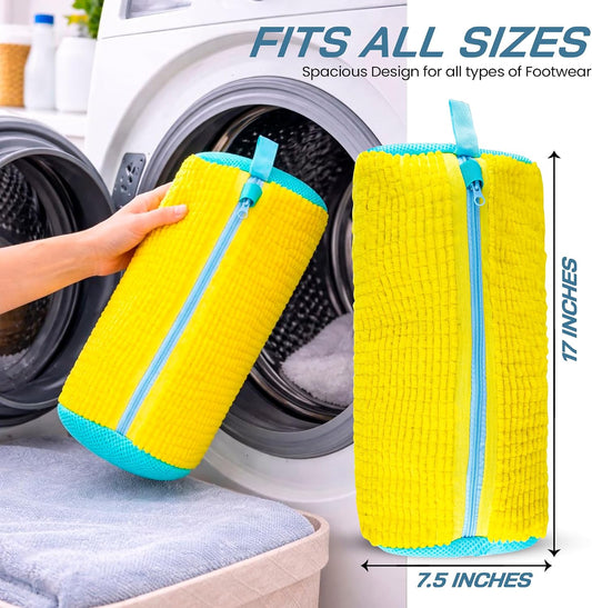 Shoe Washing Machine Bag 2pc Laundry Shoe Bag Reusable Shoe Cleaning Bags for Sneakers 360° for Washer and Dryer Deep Cleaning Machine for All Shoes Types With Self-locking Zipper