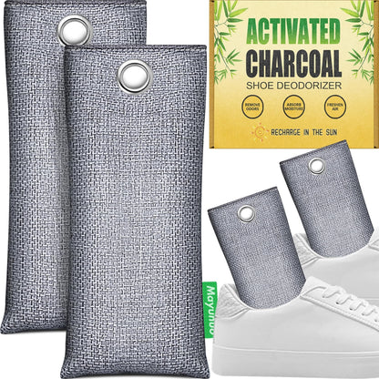 Activated Charcoal Odor Absorber Deodorizer Odor Eliminator for Strong Odor | Home, Basement, Closets, Shoes, Smoke, Car Air Freshener. 3 Pack Nature Bamboo Charcoal Air Purifying Bags