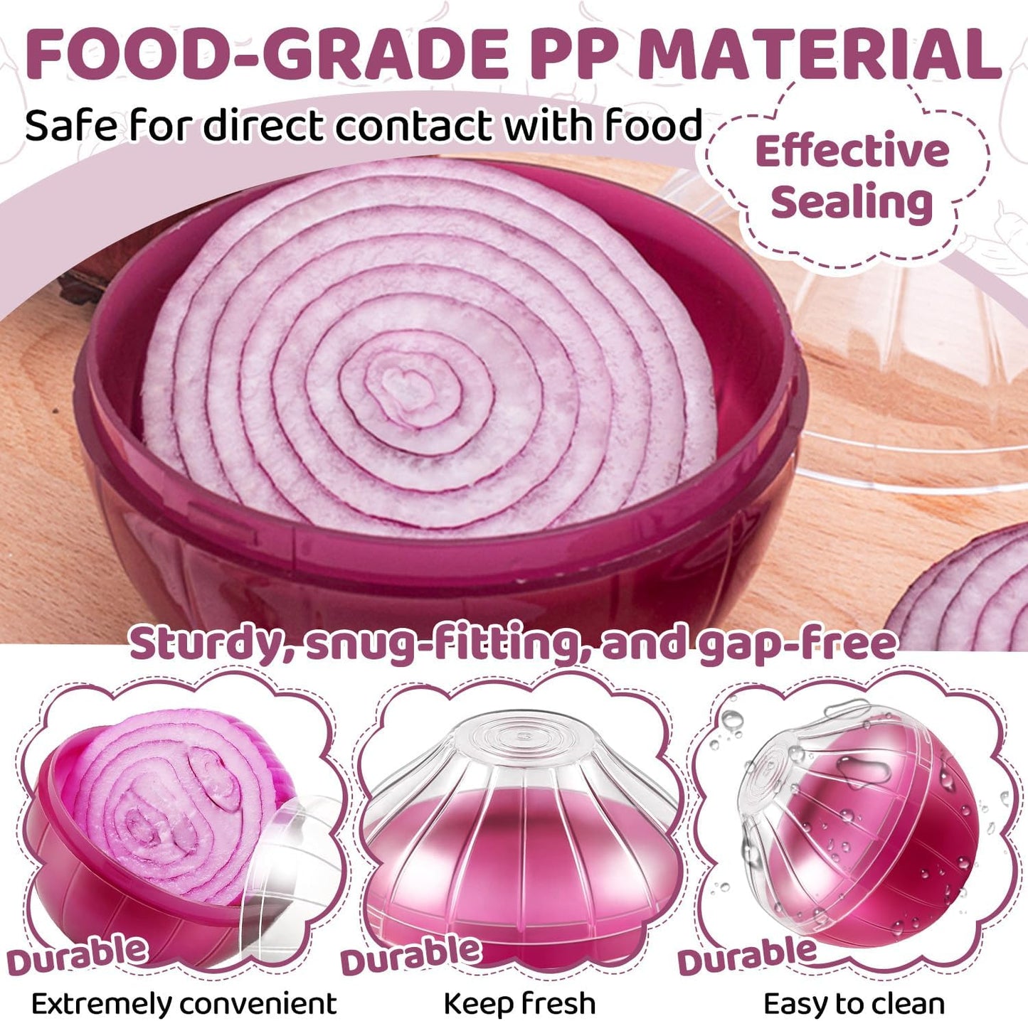 Reusable Onion & Tomato Storage Containers, Freshness Saver Keepers with Transparent Rotating Lid, Fridge Organizer for Fruit Vegetables, BPA-Free, Dishwasher Safe