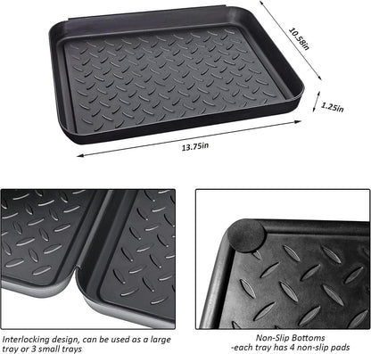 Boot Tray for Entryway Indoor, 3 Pack Wet Shoe Trays for Floor Protection, Non-Slip Plastic Boot Shoe Mat Tray w/Lip, Mudroom(13.7 inx10.8 inx1.2in)