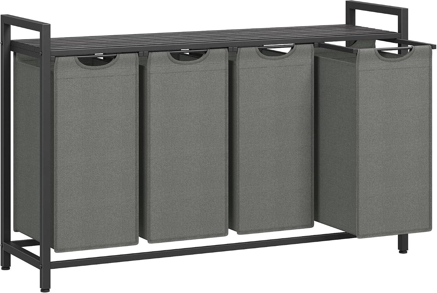 VASAGLE Laundry Hamper, Laundry Basket Sorter with 3 Pull-Out and Removable Bags, Shelf, Metal Frame, 3 x 10.6 Gallons (40 L), 36.4 x 13 x 28.4 Inches, Cappuccino Beige and Natural Beige UBLH301LH01