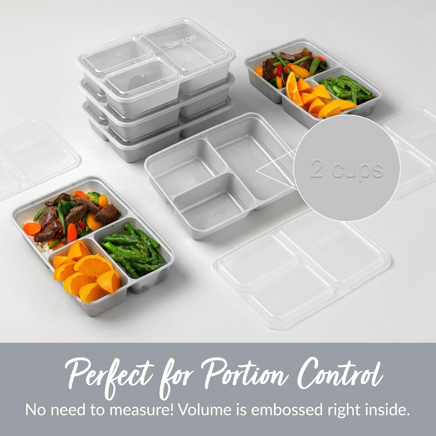 Bentgo Prep 3-Compartment Meal Prep Containers with Lids, 20 Piece Set | 4-Cup Capacity, Portion Control, Stackable, Microwave, Freezer & Dishwasher-Safe, PFAS & BPA-Free (Navy Blue)