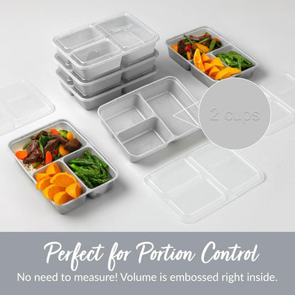Bentgo Prep 3-Compartment Meal Prep Containers with Lids, 20 Piece Set | 4-Cup Capacity, Portion Control, Stackable, Microwave, Freezer & Dishwasher-Safe, PFAS & BPA-Free (Navy Blue)