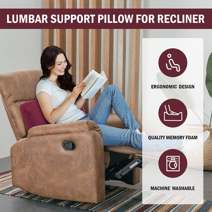 HOMBYS Lumbar Support Pillow for Recliner Chair, Memory Foam Back Support Cushion for Elderly,Extra Large Lumbar Support Pillow,Thick Backrest for Home Reading (Grey, 20“x13.5"x5")
