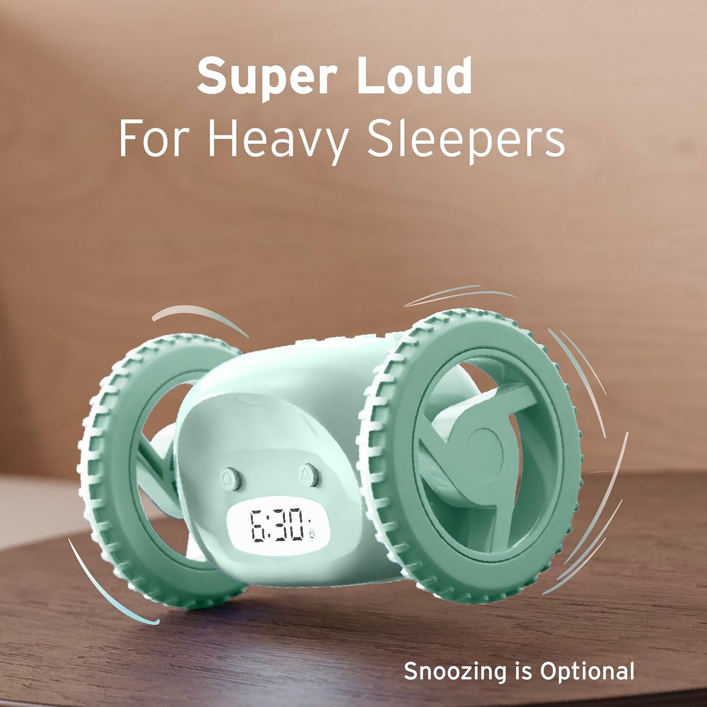 CLOCKY Alarm Clock on Wheels – Loud Rolling Alarm Clock for Heavy Sleepers | Runaway Clock that Jumps & Runs to Wake You Up | Funny Unique Gift for Adults, Teens & Kids Bedrooms (Black)