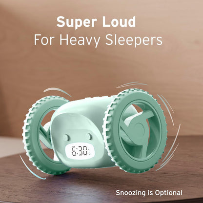 CLOCKY Alarm Clock on Wheels – Loud Rolling Alarm Clock for Heavy Sleepers | Runaway Clock that Jumps & Runs to Wake You Up | Funny Unique Gift for Adults, Teens & Kids Bedrooms (Black)