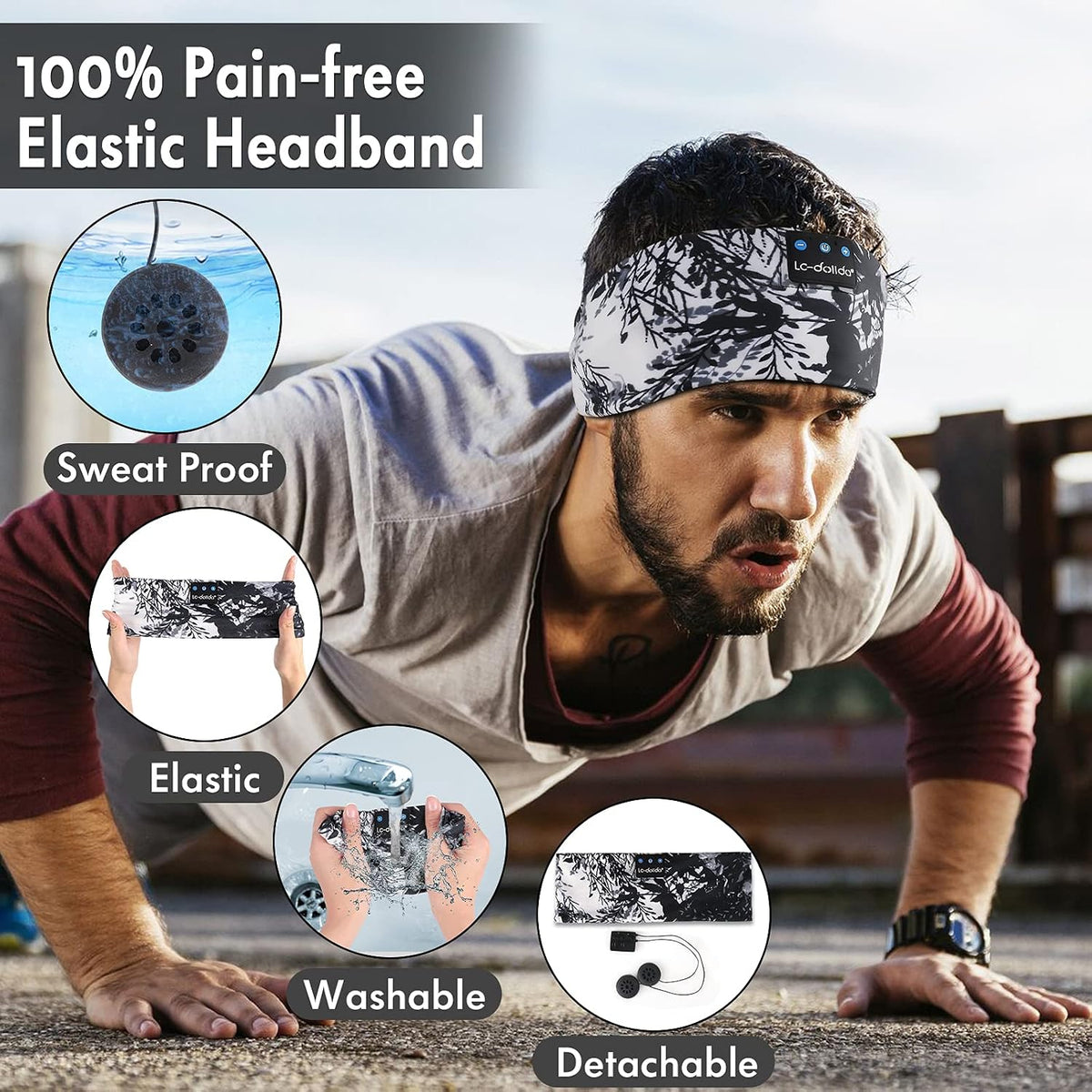 LC-dolida Sleep Headphones Headband Bluetooth 5.4, Sports Headband Earphones Wireless with Speaker Microphone USB C for Women Sleeping Gift Workout Jogging Yoga Insomnia Travel Meditation, Butterfly