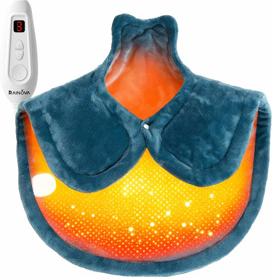 RAINOVA Heating Pad for Back, Neck and Shoulders，Electric Pad with 6 Heat Settings