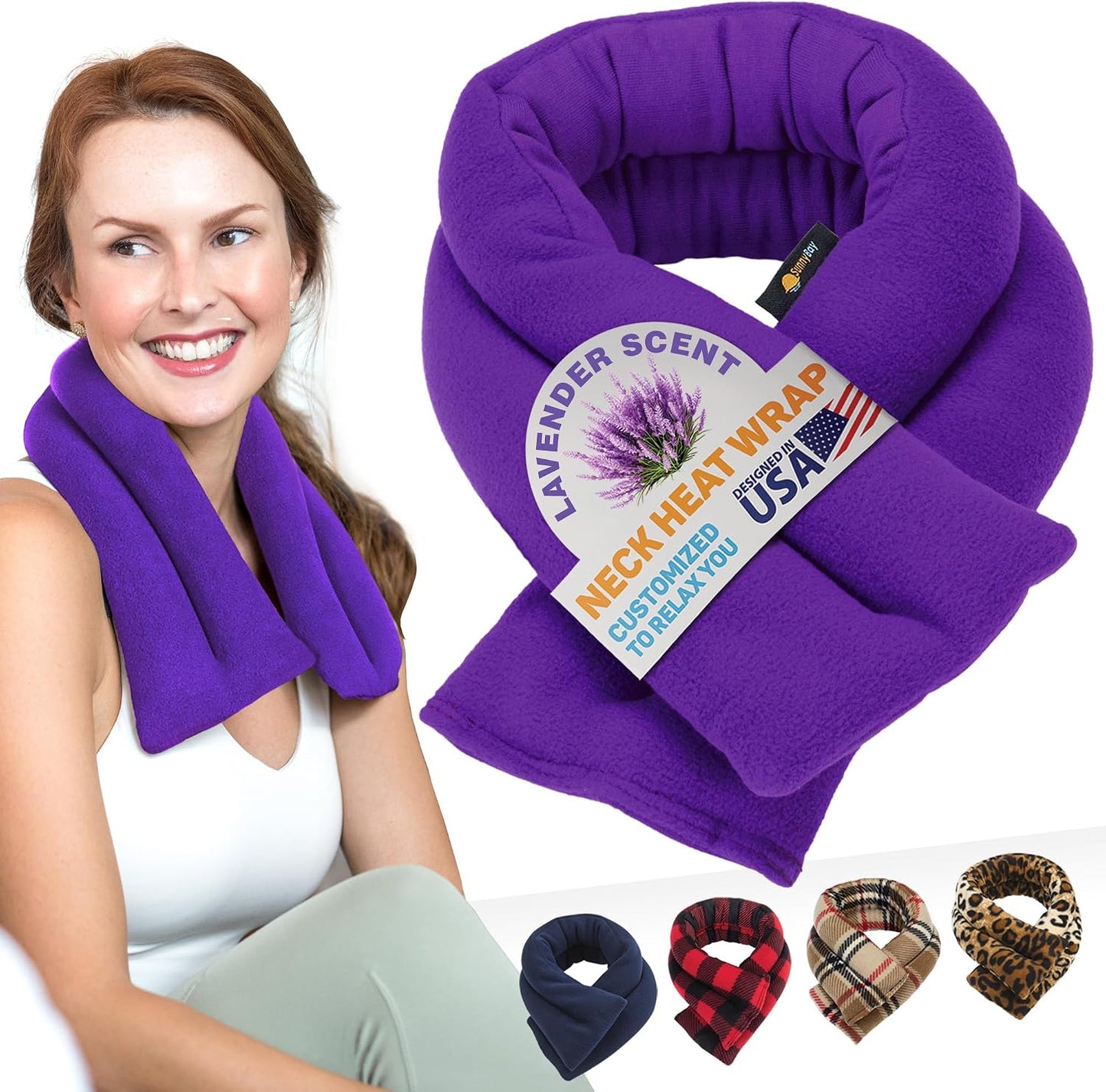 SunnyBay Microwavable Heating Pad for Neck and Shoulder, Heated Neck Wrap, Microwave Heat Pad, Weighted Beanbag Moist Hot or Cold Compress, 2.2 lbs, 26x4 Inches, Buffalo