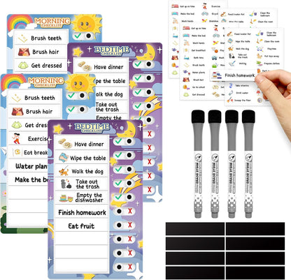 Chore Chart for Kids: Dry Erase to Do List, Morning/Bedtime Routine Chart, Magnetic Checklist, Toddler Visual Schedule, Daily Behavior Chart for Fridge