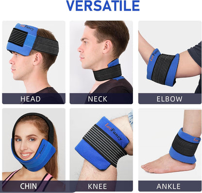 LotFancy Gel Ice Packs, 2pc Reusable Hot Cold Pack for Therapy, Heating Cooling Gel Pad, Pain Relief for Face, Head, TMJ, Wisdom Teeth, Oral Facial Surgery, Sport Injuries, Migraine, Muscle Joint