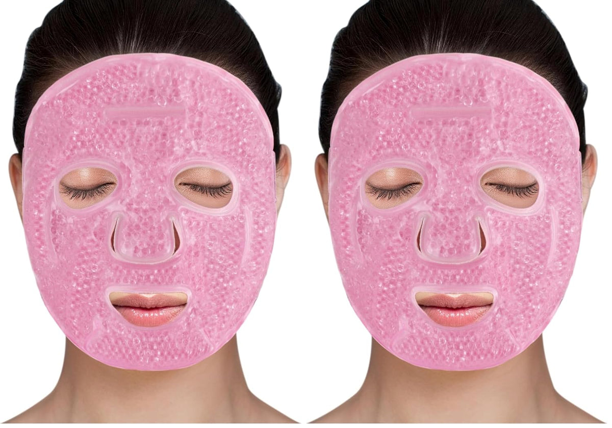 LotFancy Face Ice Pack, Reusable Ice Face Mask, Gel Bead Cold Face Eye Mask, Hot Cold Compress for Puffiness, Facial Routine, Post-Surgical Recovery, Headache, Skin Care, Post Laser Care