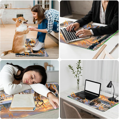 Heated Desk Pad Heated Large Mouse Pad, Electric Quickly Warm Desk Mat with 3 Levels Heating 3 Hours Auto Shut-Off, 31.5" x 13" Warm Gaming Mousepad Hand Foot Warmer, Baby Elephant