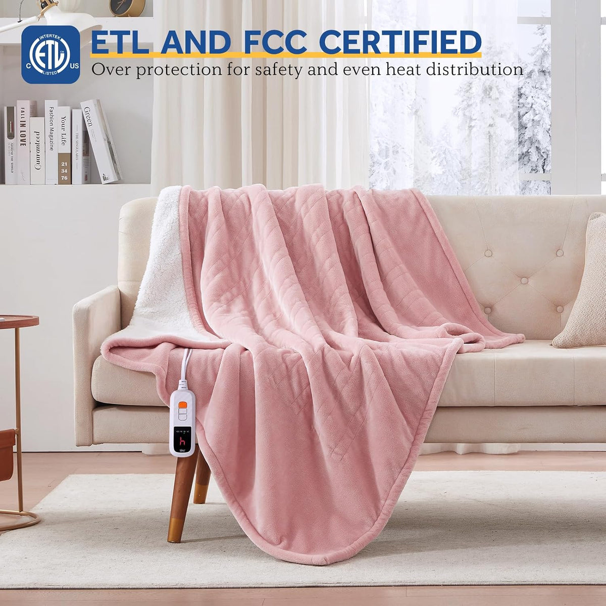 Sealy Electric Blanket Throw 50×60, Flannel to Sherpa, Charcoal