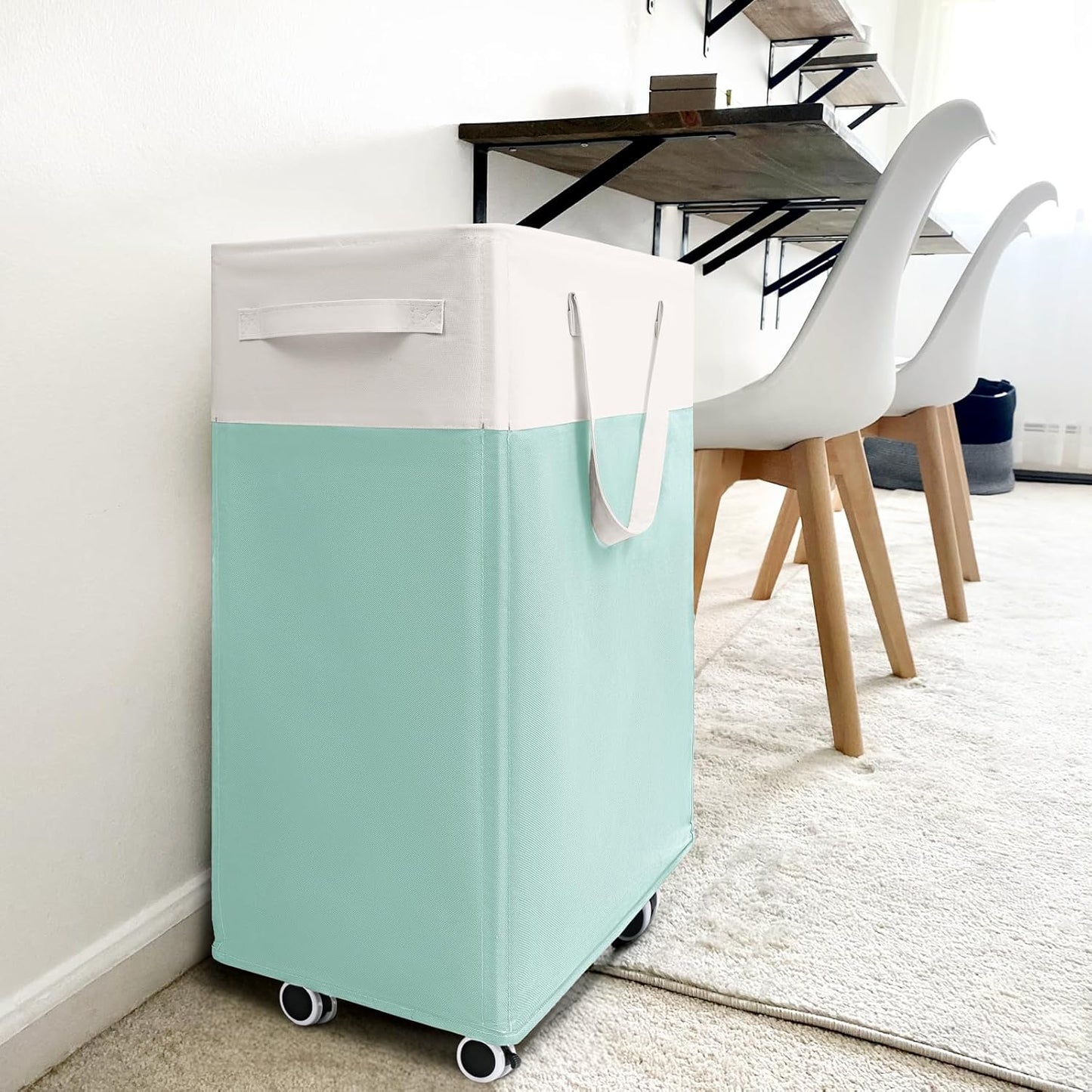 Goodpick 75L Laundry Basket with Wheels & Removable Wash Bag for Dorm | Rolling Laundry Basket with Handles for Dirty Clothes, Fodable Hamper for Laundry Room, Dorm Room Essentials, Grey