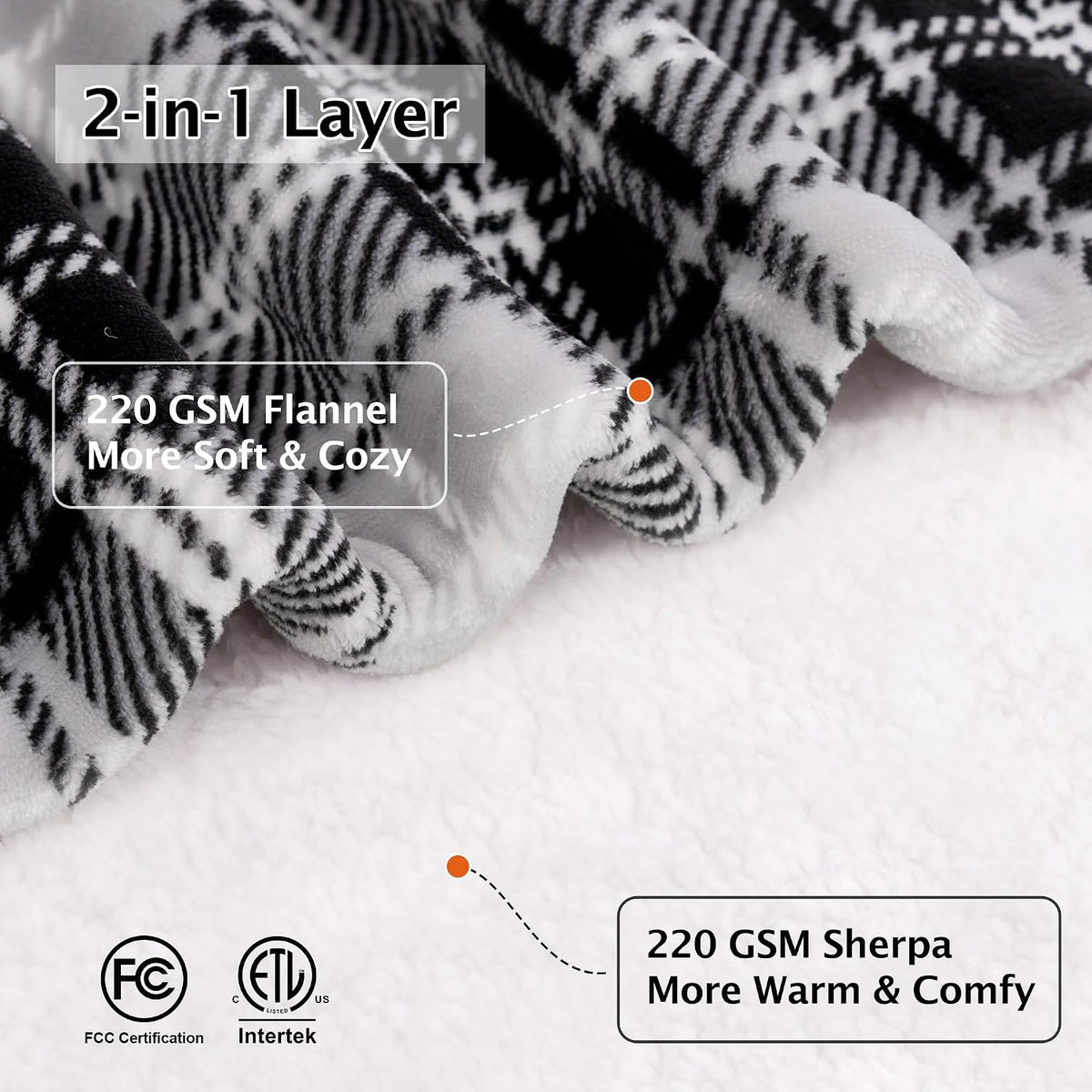 Heated Electric Blanket, Red Christmas Sherpa Plaid Throw Blanket