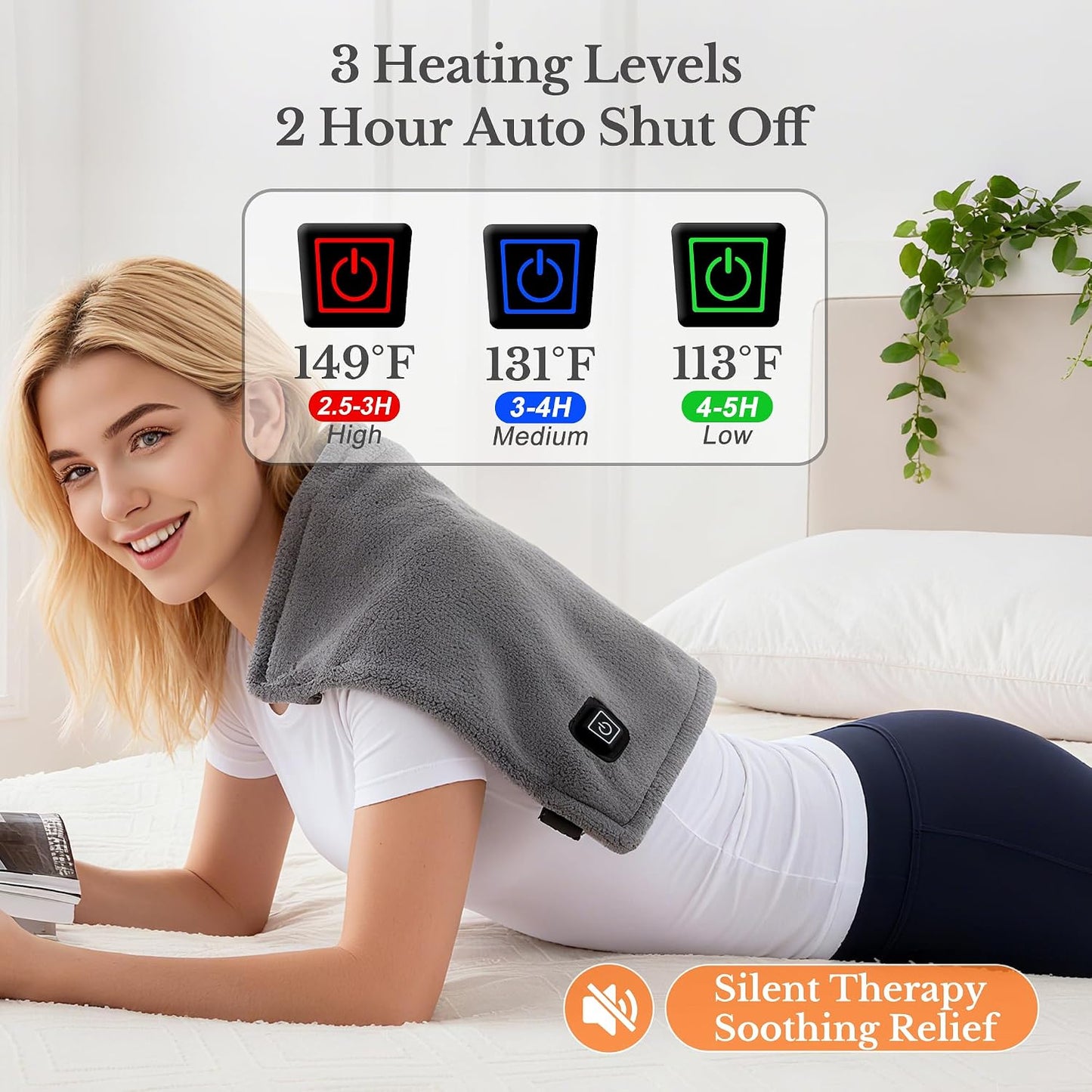 Cordless Heating Pad for Back, Rechargeable Electric Heat Wrap | Wearable Heat Wrap With Adjustable Straps, 15000Mah Battery, 3 Heat Settings And Auto Shut-Off For Home, Office And Travel.