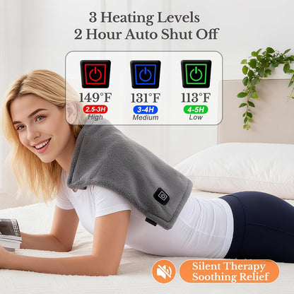 Cordless Heating Pad for Back, Rechargeable Electric Heat Wrap | Wearable Heat Wrap With Adjustable Straps, 15000Mah Battery, 3 Heat Settings And Auto Shut-Off For Home, Office And Travel.