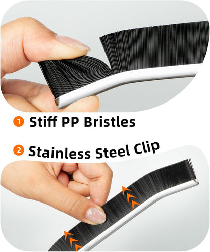 MR.SIGA Crevice Cleaning Brush, Grout Scrub Brush for Corners, Tight Spaces | Hard bristles, Heavy duty and flexible, for deep cleaning of hard to reach areas of kitchen and bathroom, 3 pack, black