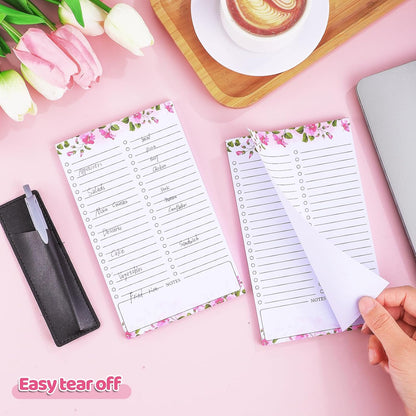 Thboxes 2 Pack Grocery List Magnet Pad for Fridge, 120 Sheets, Pen Holder | 4.5x7.5In Magnetic Grocery List Pad for Fridge, Full Back Shopping Checklist, Notepad for Kitchen, Home Office, Parents, Kids