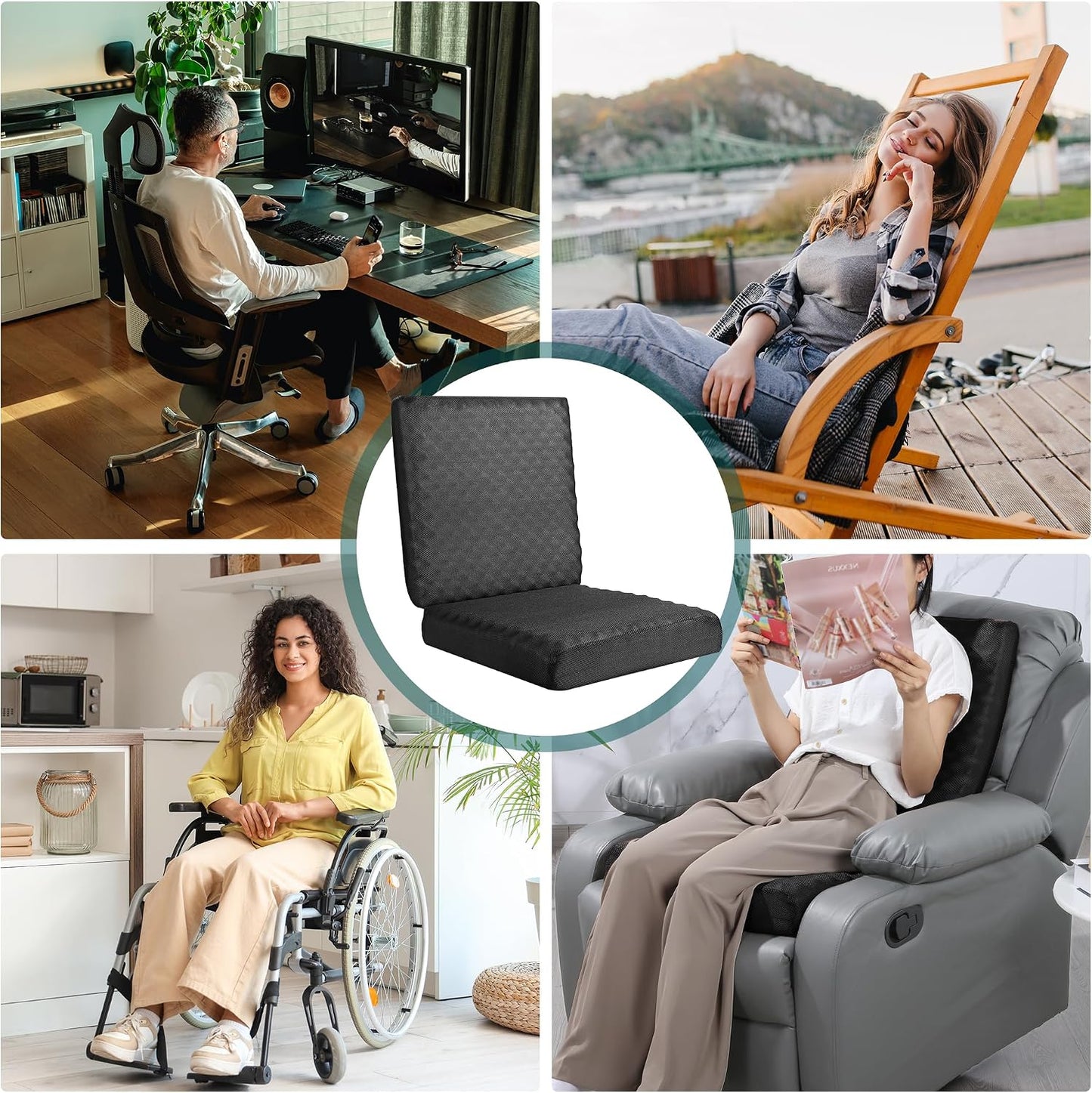 BALAPET Recliner Cushions for Long Sitting, Egg Crate Foam Recliner Cushion for Elderly Reduces Muscle Fatigue and Provides Air Flow, Extra Large Non-Slip Seat Cushion with Back Support(20*20*4in)