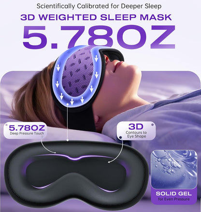 Sleep Mask Headphones Bluetooth 5.4 with 3D Removable Hot Cold Compress, TOPOINT Weighted Eye Mask Blackout Soft Cooling Breathable for Women Men Deep Sleep Relax Tired Office Travel