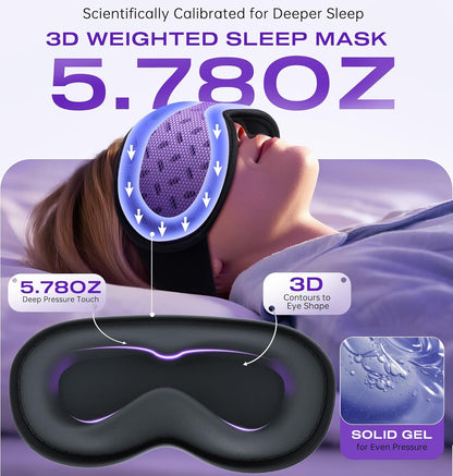 Sleep Mask Headphones Bluetooth 5.4 with 3D Removable Hot & Cold Compress, TOPOINT Weighted Eye Mask Blackout Soft Cooling Breathable for Women Men Sleep Relax Eyes Migraine Office Travel, Purple