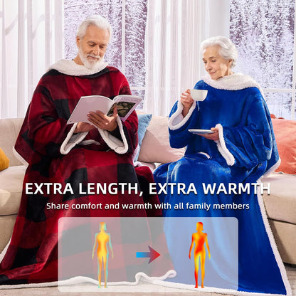 IFNOW Sherpa Wearable Blanket with Sleeves, Oversized Snuggle Robe, Purple | 430GSM Thick, 55x69", Big Pocket, TV Blanket,Fall Winter Dorm Essentials or Office, Christmas Birthday Gifts for Women Men