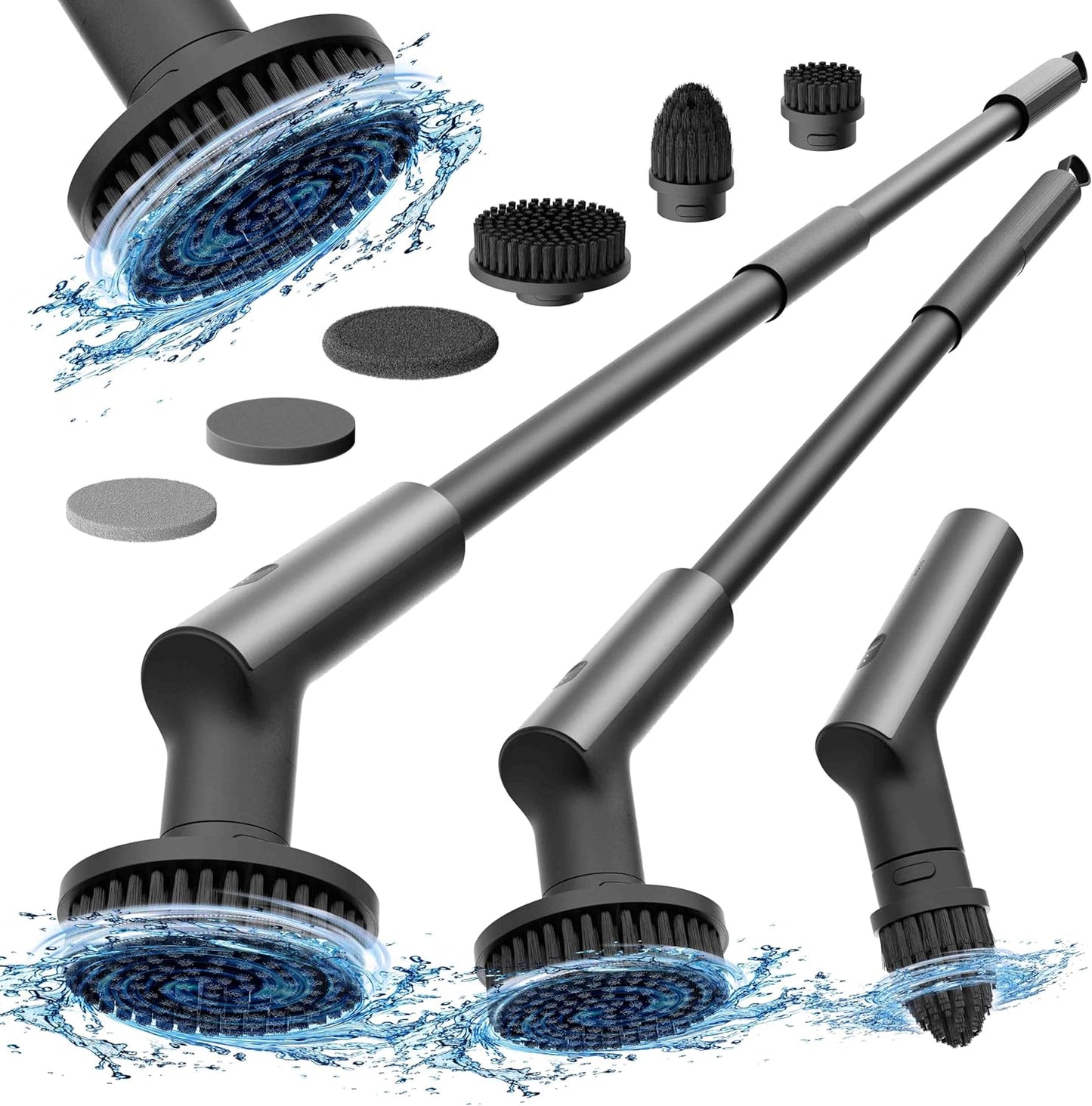 HOTO Cordless Electric Spin Scrubber, 6 Brush Heads, for Bathroom, Tile | IPX7 Full Body Waterproof Bathroom Cleaning Brush, Max 22 in-lb, Shower Scrubber Brush with Long Handle