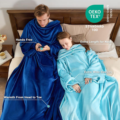 IFNOW Fleece Wearable Blanket with Sleeves, Oversized Snuggle Robe