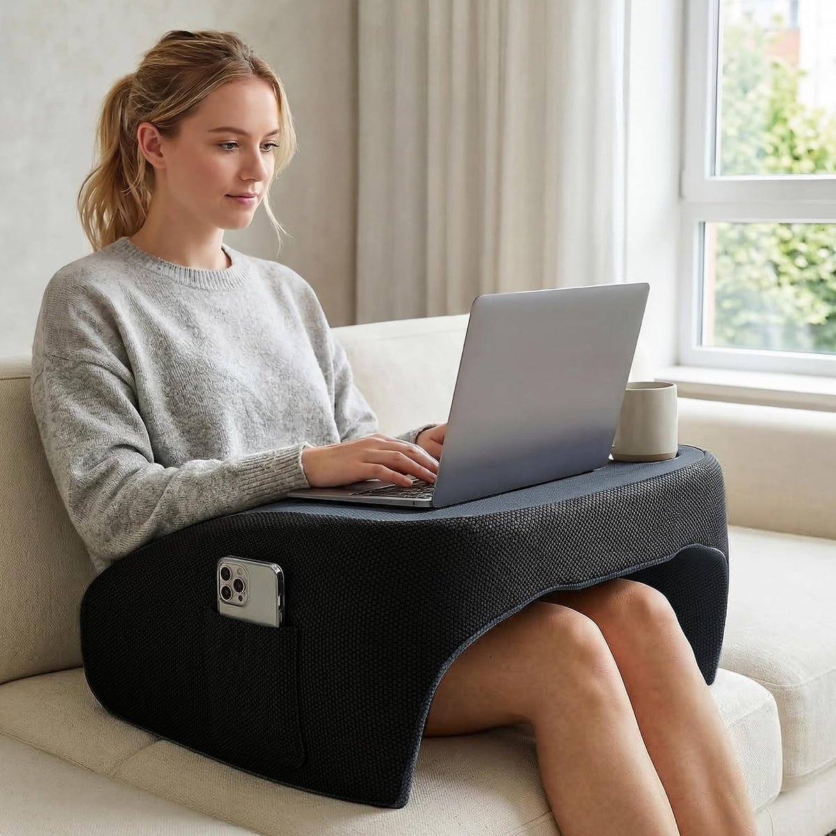 Reading Pillow for Gaming, Ergonomic Memory Foam Lap Desk Pillow