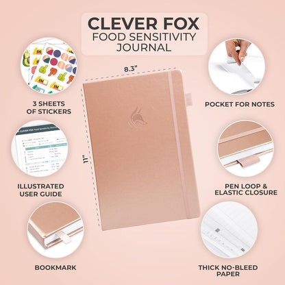 Clever Fox Food Sensitivity Journal & Symptom Diary, 8.5x11 Purple