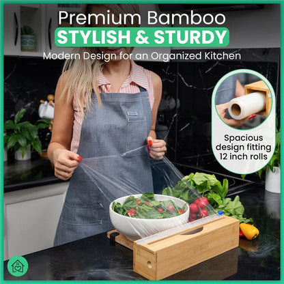 Compostable Plastic Wrap for Food with Dispenser & Cutter – 400 Sq Ft Roll, ASTM D6400 Certified