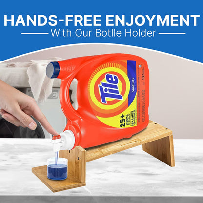 Liquid Laundry Detergent Holder Stand with Drip Tray - 1 Pack - Black | Easy Pouring, Rubber Feet, Angled Stand, Fabric Softener Dispenser for Laundry Room Organization & Storage
