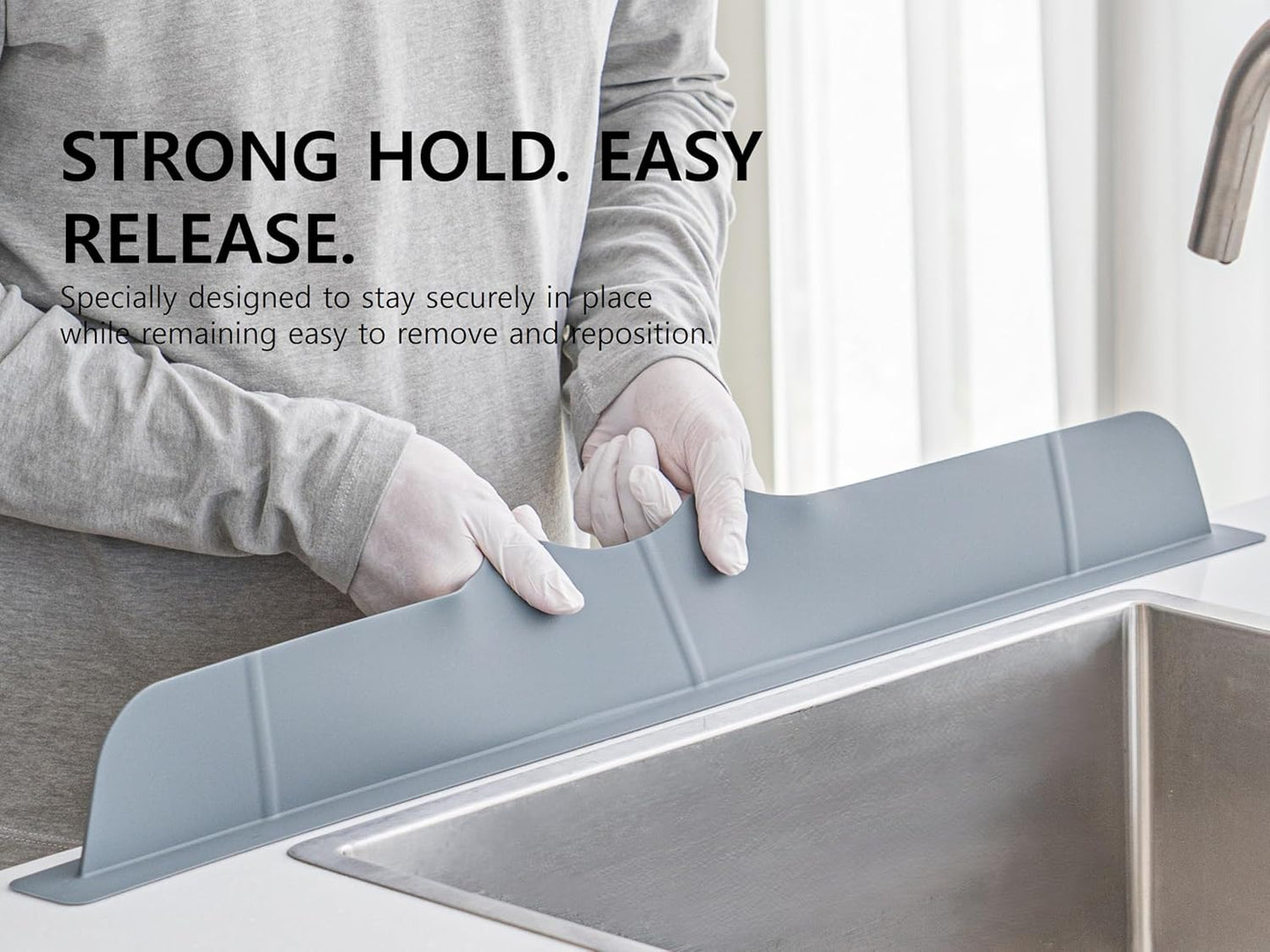 30 inch(75cm) Premium Kitchen Sink Silicone Water Splash Guard SIZE UPGRADE 30" and new package - NO Suction Cups, Ultra Wide 30" - Made in Korea (Ultra Wide Eco Gray)
