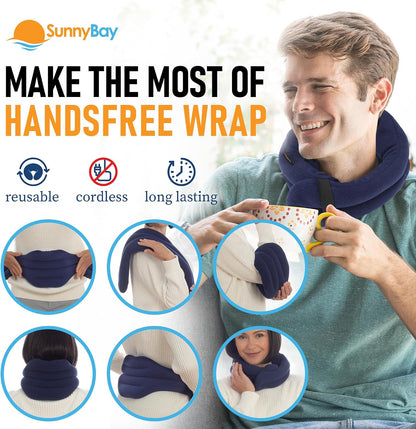 SunnyBay Microwave Heating Pad, Microwavable Heated Neck and Shoulder Wrap, Hands-Free Weighted Moist Hot or Cool Pack, Soft Fleece Cover and Flaxseed Filling, 26 Inch Length, SkyBlue