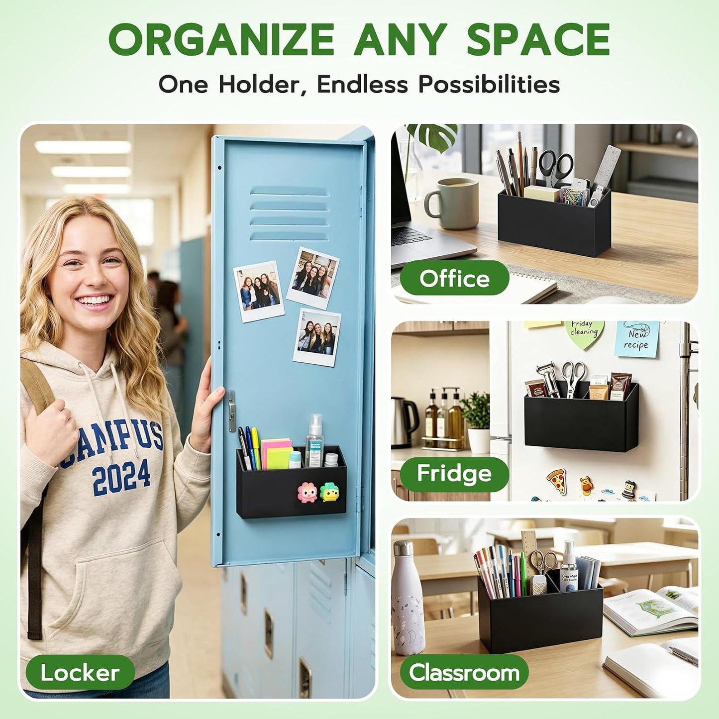MR.MATE Magnetic Pen Holder,Clear Magnetic Marker Cup for Fridge Whiteboard | Dry Erase Marker Pencil Holder with Acrylic Cup and Strong Magnet, Non-slip Design For Refrigerator Locker Office & Classroom